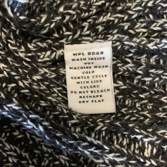 STYLE & CO Cardigan Duster Sweater Black White Marled Toggle Buttons Large - Picture 10 of 12